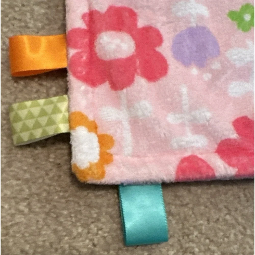Bright Starts Tag Pink Flowers Baby Lovey Security Blanket Tags‎ Teething 12